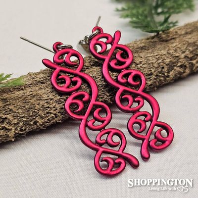 Earrings - Pink Koru Vine