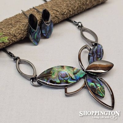 Necklace - Paua Leaves Set