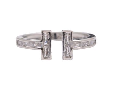 Ring - Adjustable Silver Zircon Cross