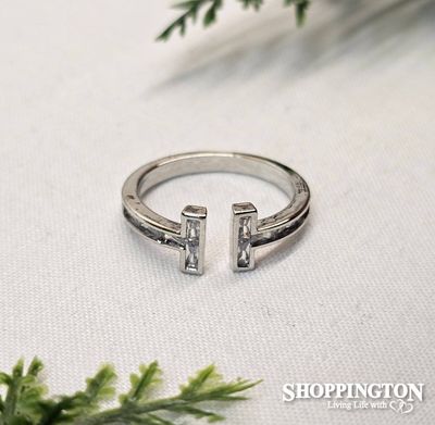 Ring - Adjustable Silver Zircon Cross