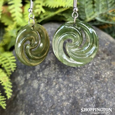 Pounamu - Closed Koru Earrings