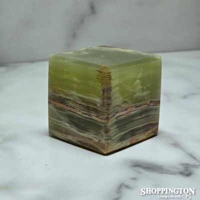 Green Banded Calcite Cube