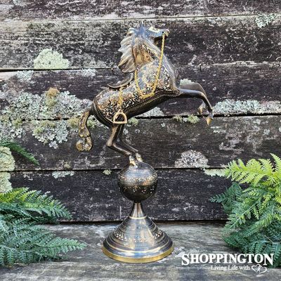 Brass Handcarfted Dancing Horse on Ball