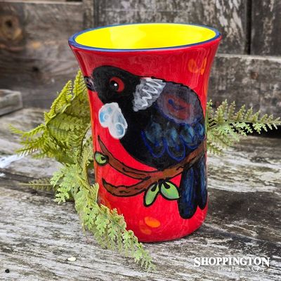NZ Made Hand Painted - Red Tui Mug