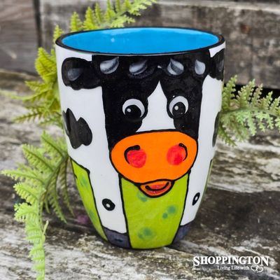 NZ Made Hand Painted - Cow Front Facing Blue Blokes Mug