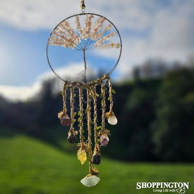 Crystal Tree of Life Dream Catcher- Rose Quartz-7Chakras