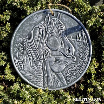 Silver Horse Terracotta Plaque