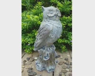 Garden Statue - Owl on Tree 54cm (designed to last outdoors)