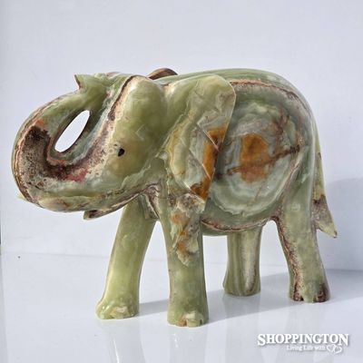 Green Banded Calcite Elephant Large