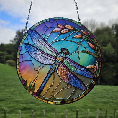 Suncatcher - Acrylic Round Dragonfly Small