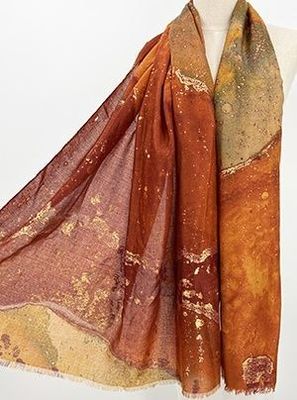 Scarf - Orange Gold Metallic Splatter