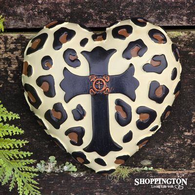 Collectable Heart - Cream Black Cross Leopard