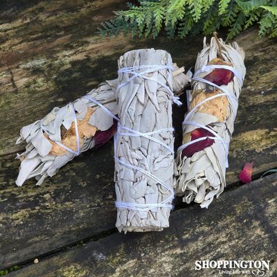 Smudge Stick - California White Sage &amp; Rose 4inch