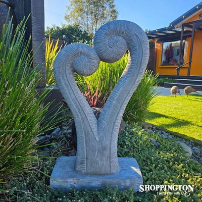 Concrete Koru Heart Garden Sculpture