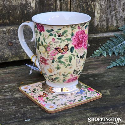 Floral Garden - Cream Mug &amp; Coaster Set