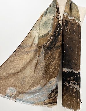 Scarf - Brown Gold Metallic Splatter