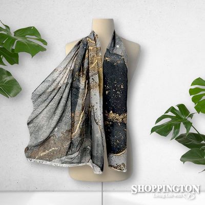 Scarf - Black Gold Metallic Splatter