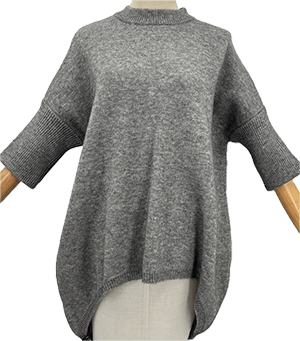 Drop Back Sleeved Jumper - Grey