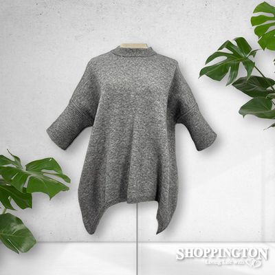 Drop Back Sleeved Jumper - Grey