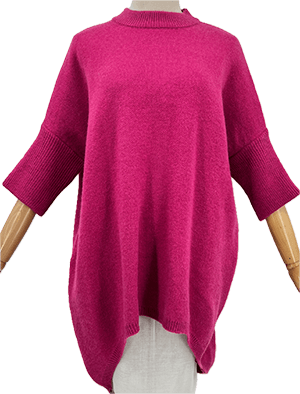 Drop Back Sleeved Jumper - Cerise