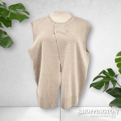 Button Front Knit Vest - Cream