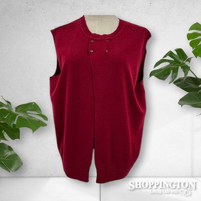 Button Front Knit Vest - Wine