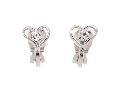 Earrings - Rhinestone Heart (clip-on)