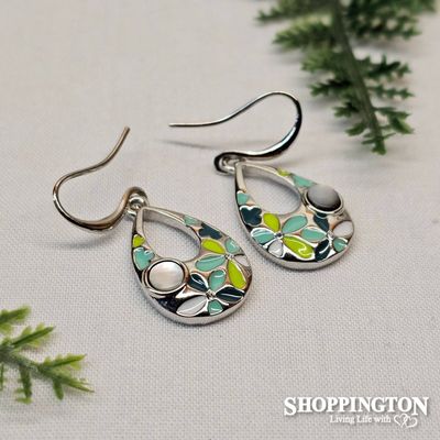 Earrings - Green MOP Flowers