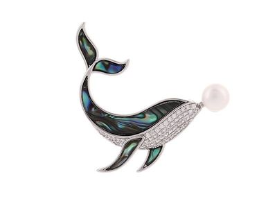 Brooch - Paua &amp; Diamante Whale