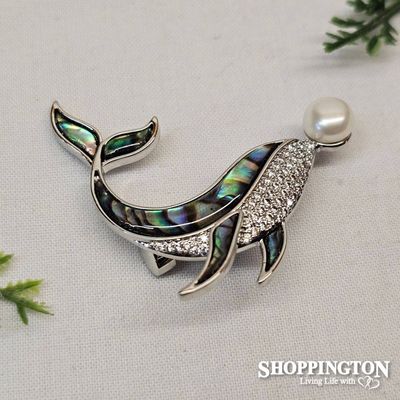 Brooch - Paua &amp; Diamante Whale