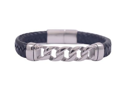 Braclet - Leather Stainless Steel Box Twist