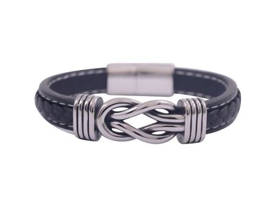 Bracelet - Leather Stainless Steel Knot