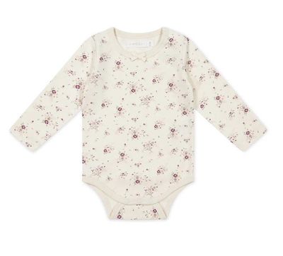 Jamie Kay Organic Cotton Long Sleeve Bodysuit - Sweet William Floral Natural