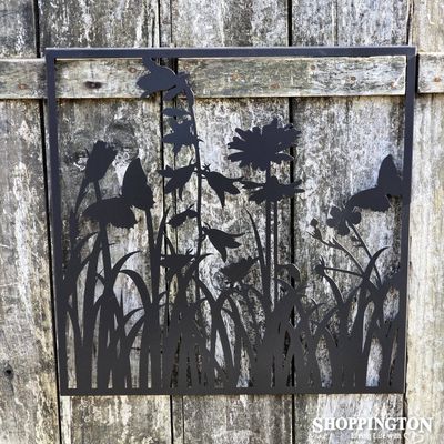 Metal Silhouette Flower Field Wall Art