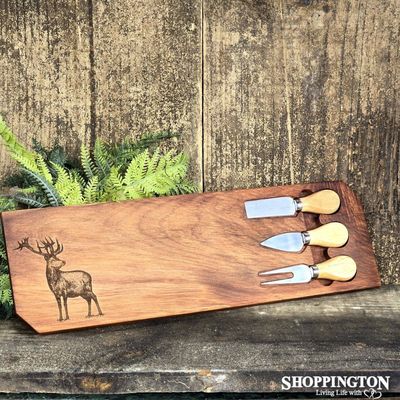 NZ Made Rimu Engraved Platter Board - Stag