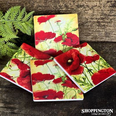 Coasters Poppies - Set of 4