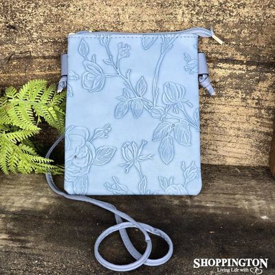 Handbag - Hibiscus Embossed Phone Bag /Blue