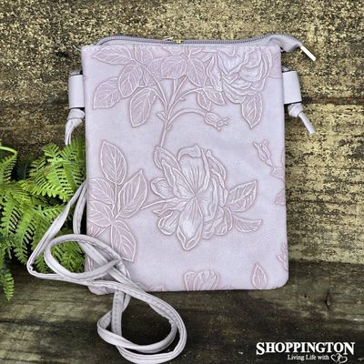 Handbag - Hibiscus Embossed Phone Bag / Lilac