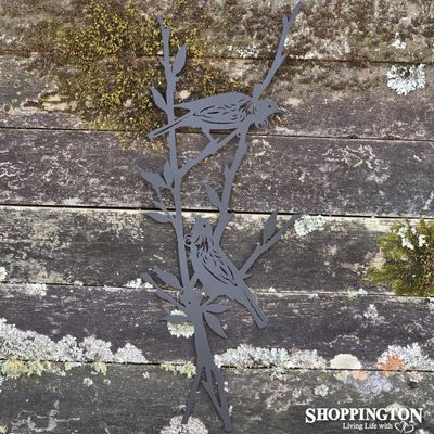 Metal Kiwiana Wall Art / Tui Duo on Branch