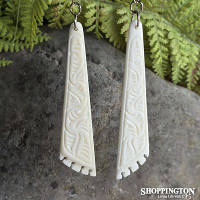 Bone Earrings - Carved Scalene Triangle Large