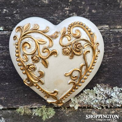 Collectable Heart - Gold Rose Vine