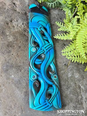 Bone &amp; Paua Carved Manaia Toki - Painted