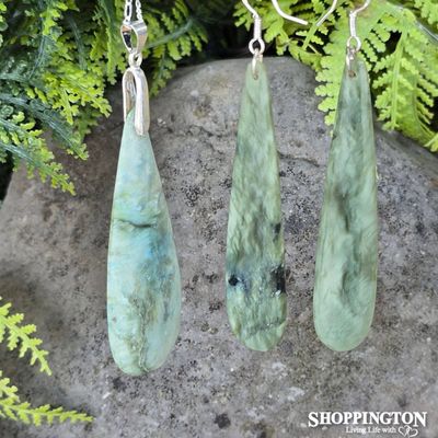 Pounamu - Inanga Earring &amp; Toki Set - Tahi