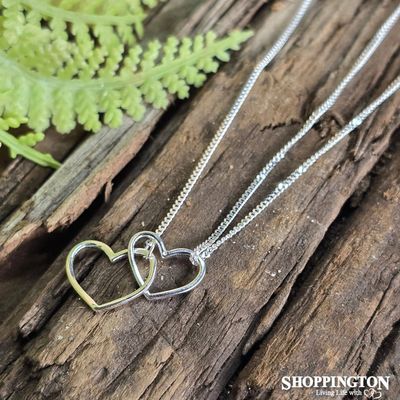 Sterling Silver Necklace - Entwined Hearts