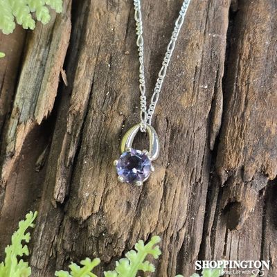 Sterling Silver Classy Crystal Pendant - Light Amethyst