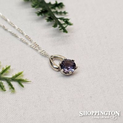 Sterling Silver Classy Crystal Pendant - Light Amethyst