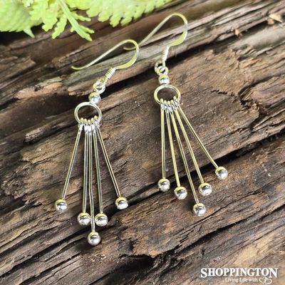 Sterling Silver - Bar Ball Earrings