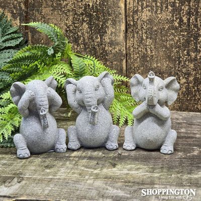 Set of 3 Elephants - Hear/See/Speak No Grey