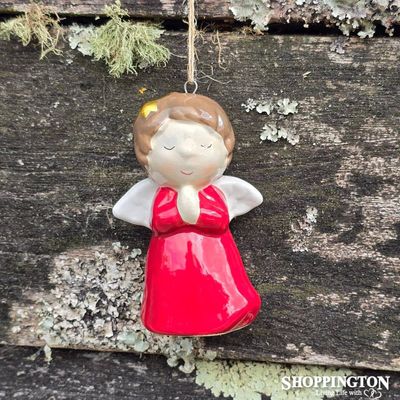 Ceramic Christmas Decoration - Angel Red