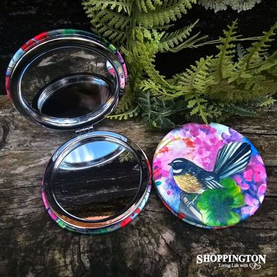 Compact Mirror NZ Print - Fantail - Irina Velma